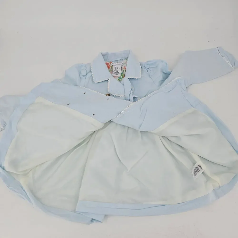 Cupcakes & Cashmere Pastel Blue Trench Coat Girls 4T Quiet Luxury Old Money 4017
